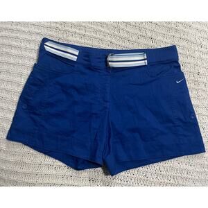 Nike Shorts Belt Womens Size Medium 4" Inseam Blue Cargo Golf Cotton Stretch
